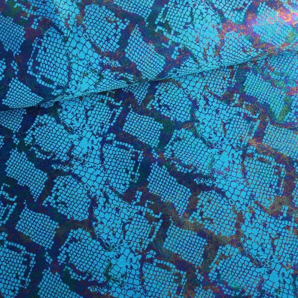 Stretch 4 Way Fabric Snake Foil Aqua
