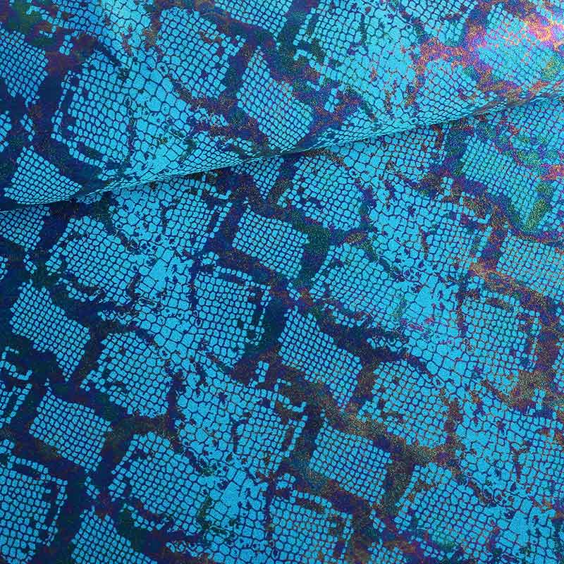 Stretch 4 Way Fabric Snake Foil Aqua