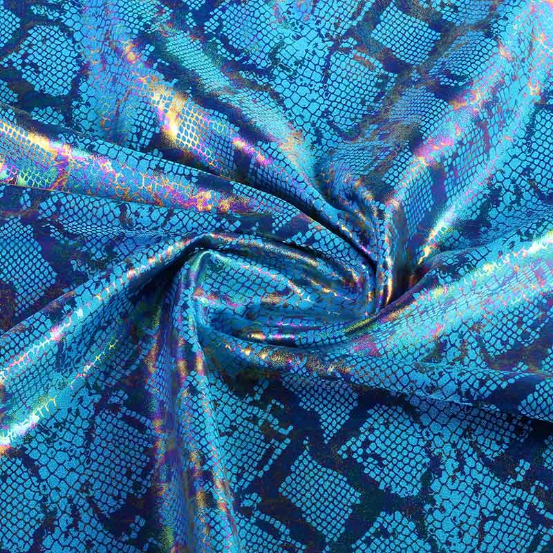 Stretch 4 Way Fabric Snake Foil Aqua