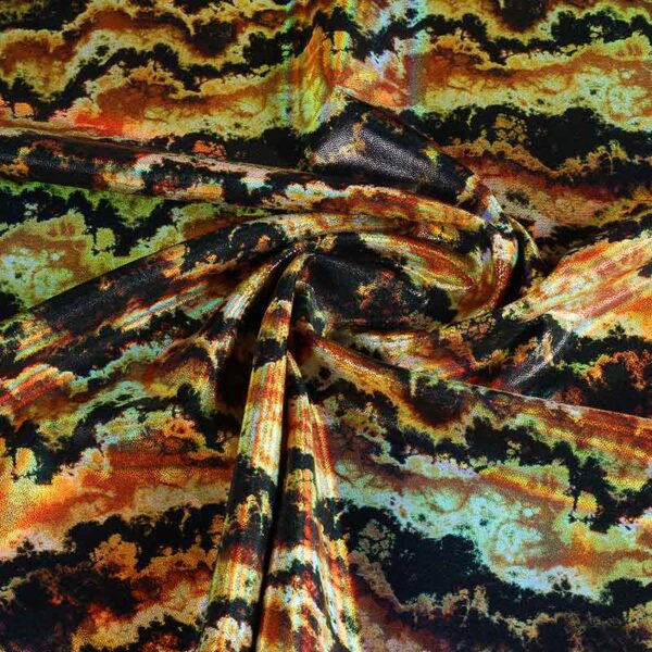 Stretch 4 Way fabric dynamic foil gold
