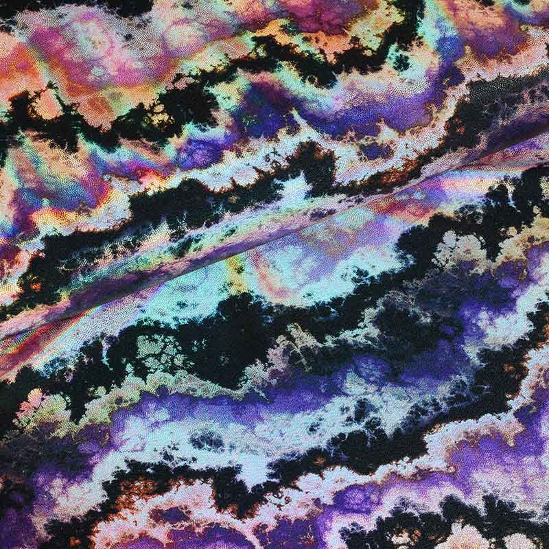 Stretch 4 way fabric dynamic foil purple
