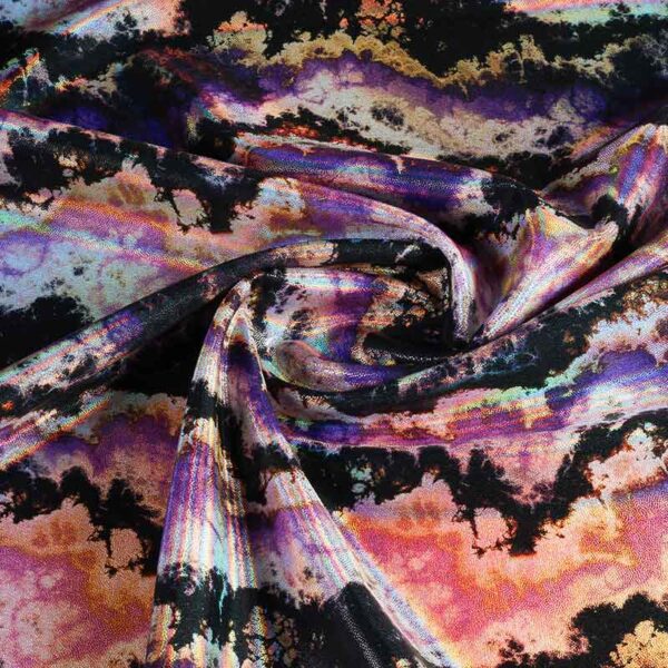 Stretch 4 way fabric dynamic foil purple