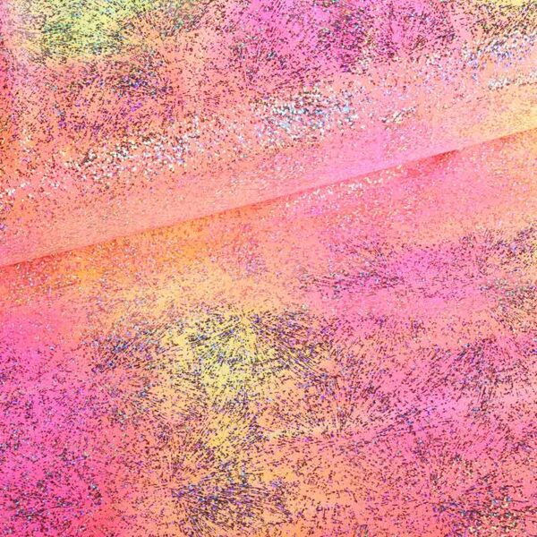 Stretch 4-Way Fabric Tye Dye Foil Multicolor Fuchsia