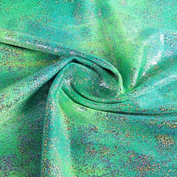Stretch 4-Way fabric Tye Dye Silver Foil Multicolor Green