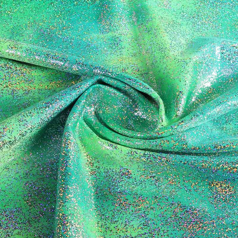 Stretch 4-Way fabric Tye Dye Silver Foil Multicolor Green
