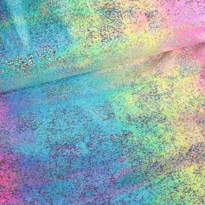 Stretch 4-Way Fabric Tye Dye Silver Foil Multicolor