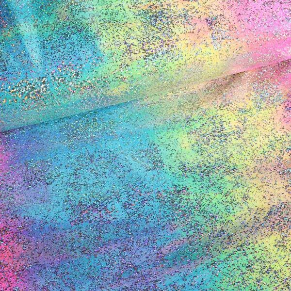 Stretch 4-Way Fabric Tye Dye Silver Foil Multicolor