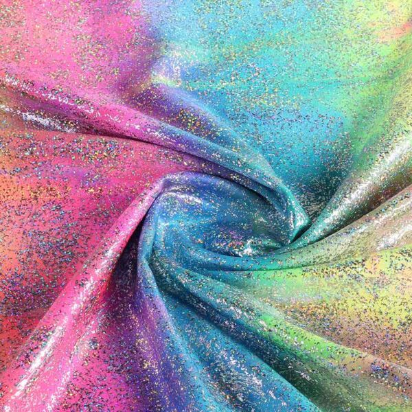 Stretch 4-Way Fabric Tye Dye Silver Foil Multicolor