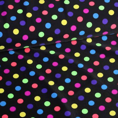 Stretch 4 way fabric clown multicolour spots