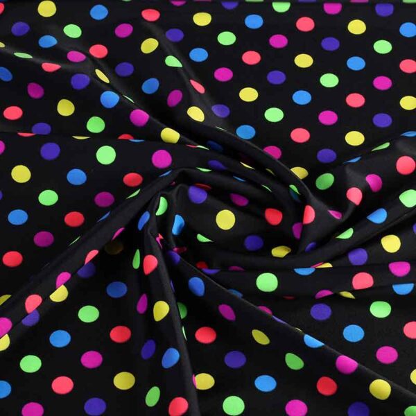 Stretch 4 way fabric clown multicolour spots