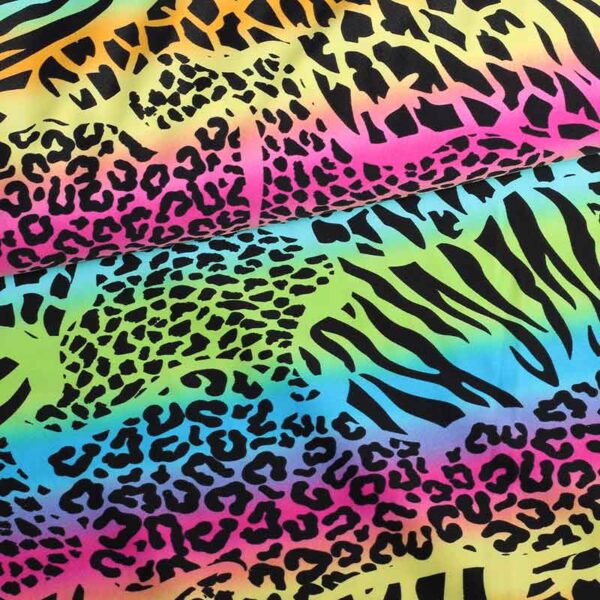 Stretch 4 Way fabric leopard multicolor