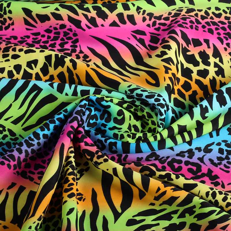 Stretch 4 Way fabric leopard multicolor