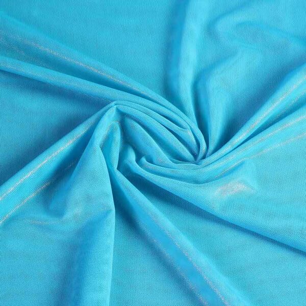 Stretch mesh foil fabric aqua