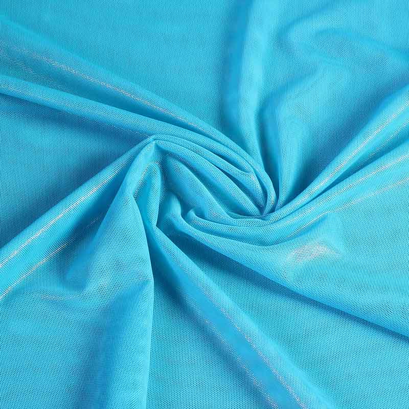Stretch mesh foil fabric aqua