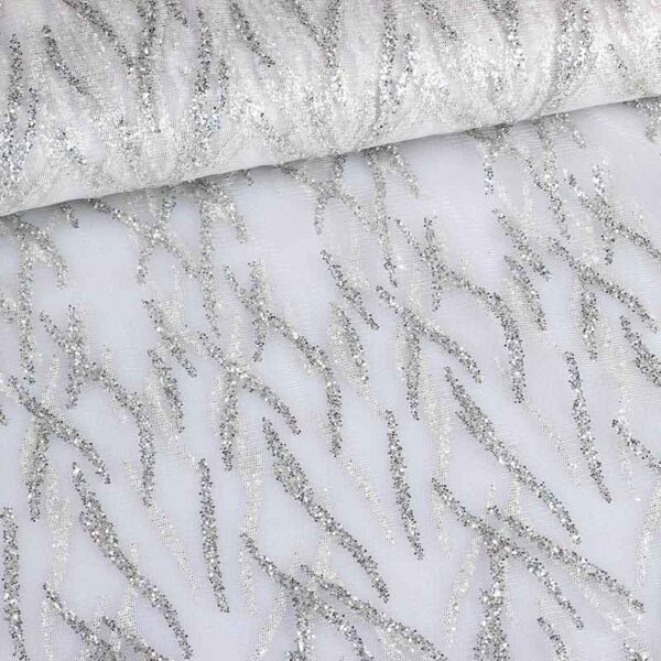 Mesh fabric fantasy glitter white