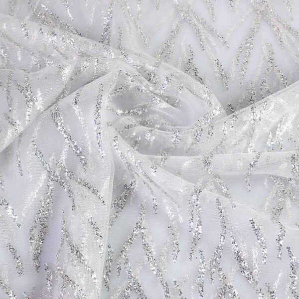 Mesh fabric fantasy glitter white