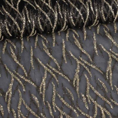 Mesh fabric fantasy glitter black