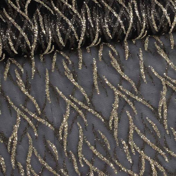 Mesh fabric fantasy glitter black