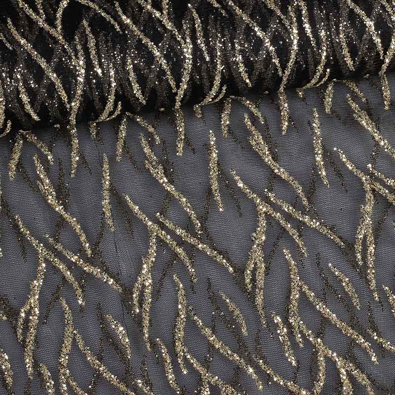 Mesh fabric fantasy glitter black