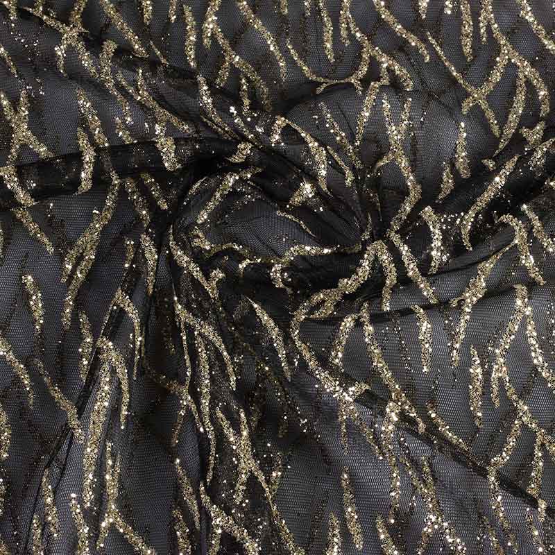 Mesh fabric fantasy glitter black