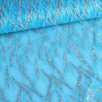 Mesh fabric fantasy glitter aqua