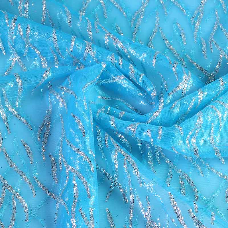 Mesh fabric fantasy glitter aqua
