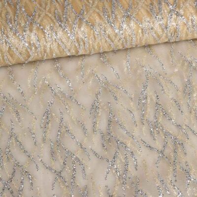Mesh fabric fantasy glitter ecru