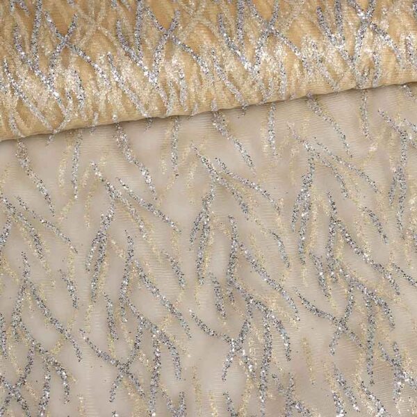 Mesh fabric fantasy glitter ecru