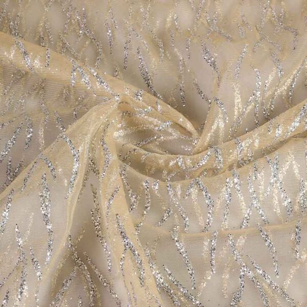Mesh fabric fantasy glitter ecru