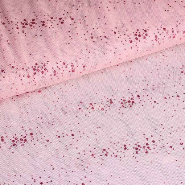 Mesh fabric glitter spot pink