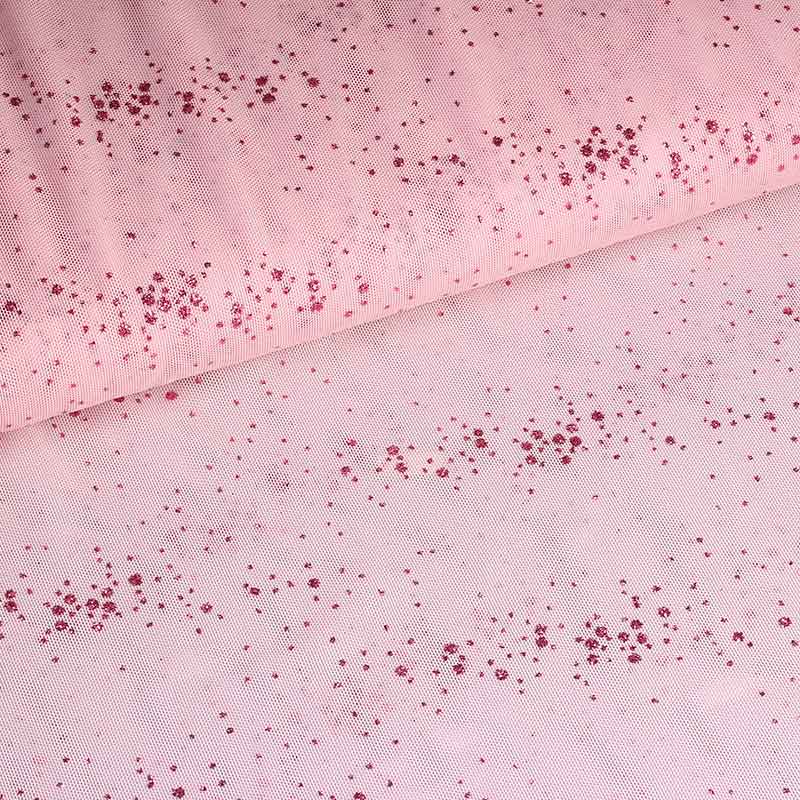 Mesh fabric glitter spot pink