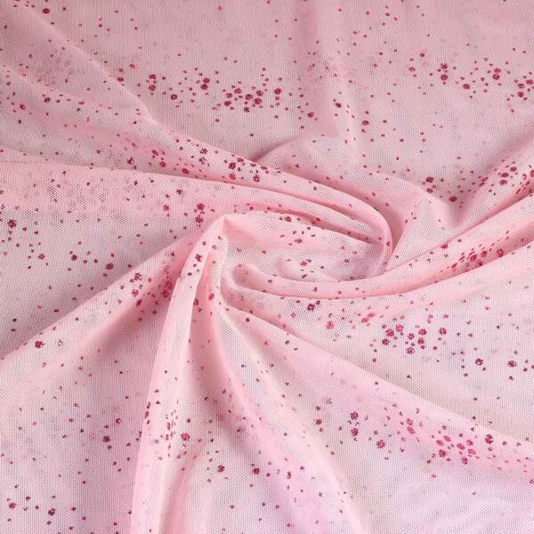 Mesh fabric glitter spot pink