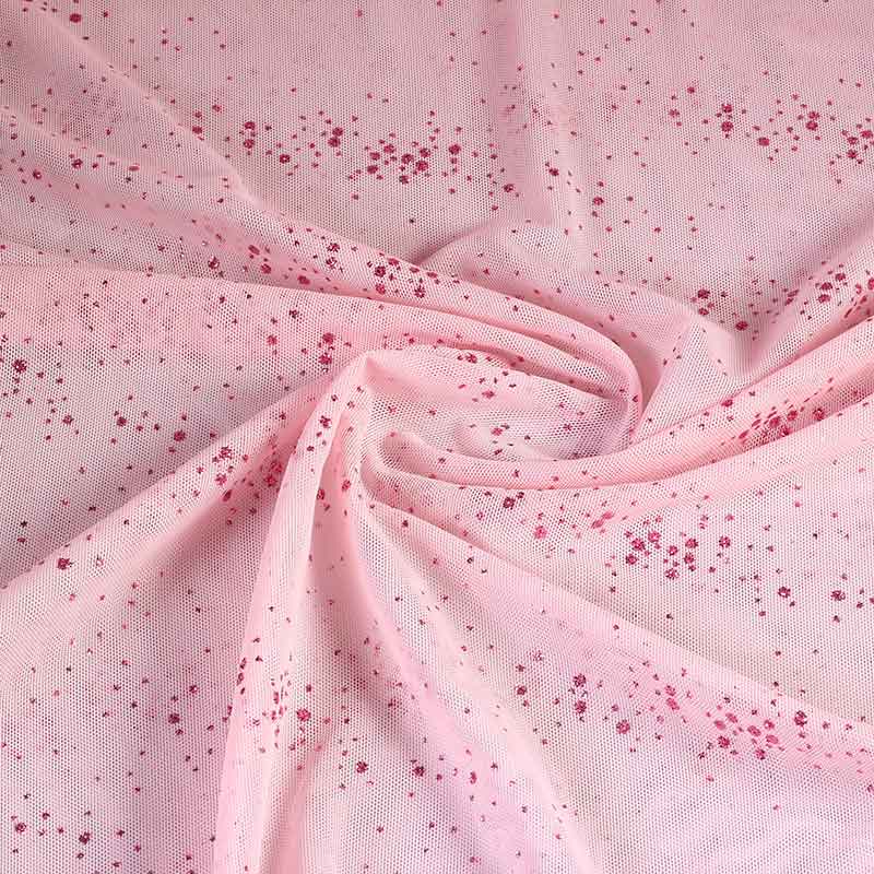 Mesh fabric glitter spot pink
