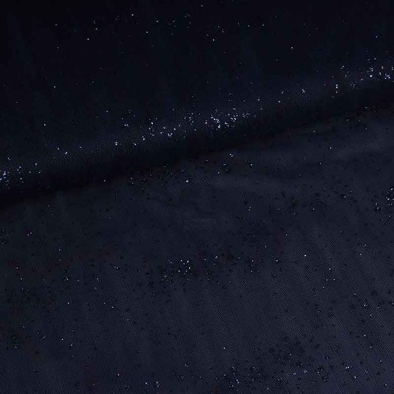Mesh fabric glitter dot dark blue