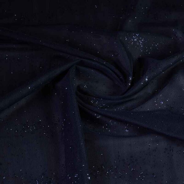 Mesh fabric glitter dot dark blue