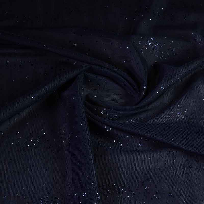 Mesh fabric glitter dot dark blue