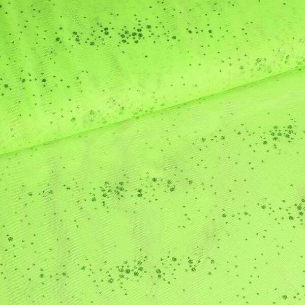 Mesh fabric glitter dots lime