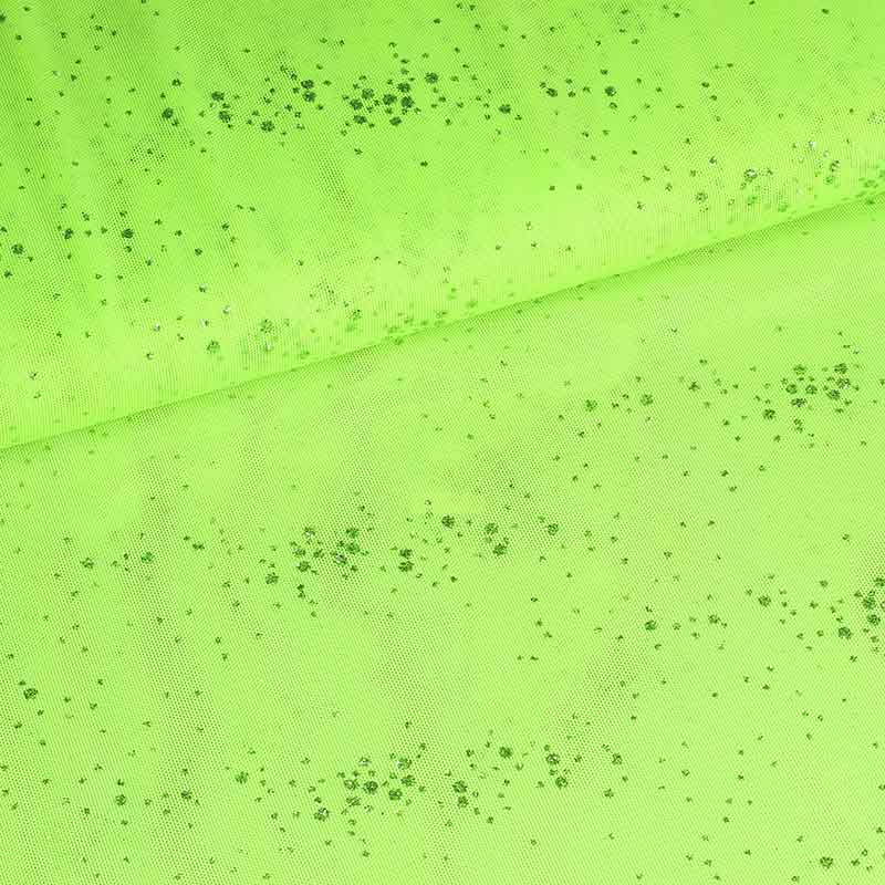 Mesh fabric glitter dots lime