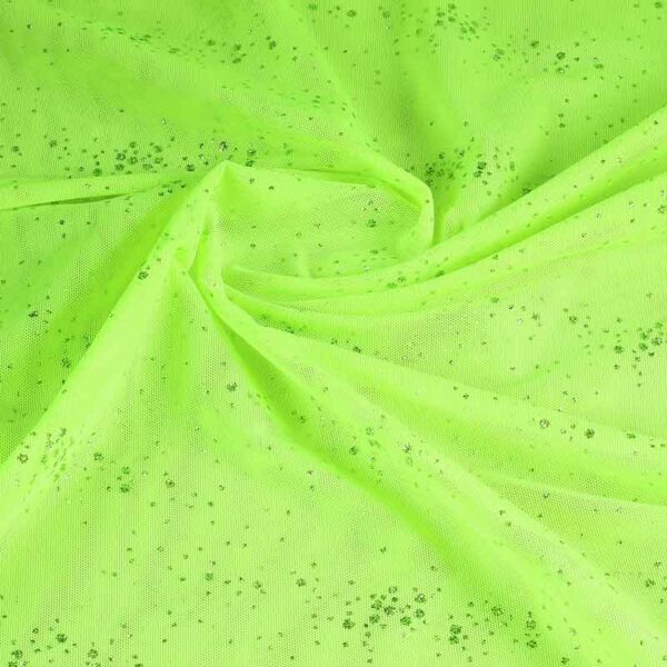 Mesh fabric glitter dots lime