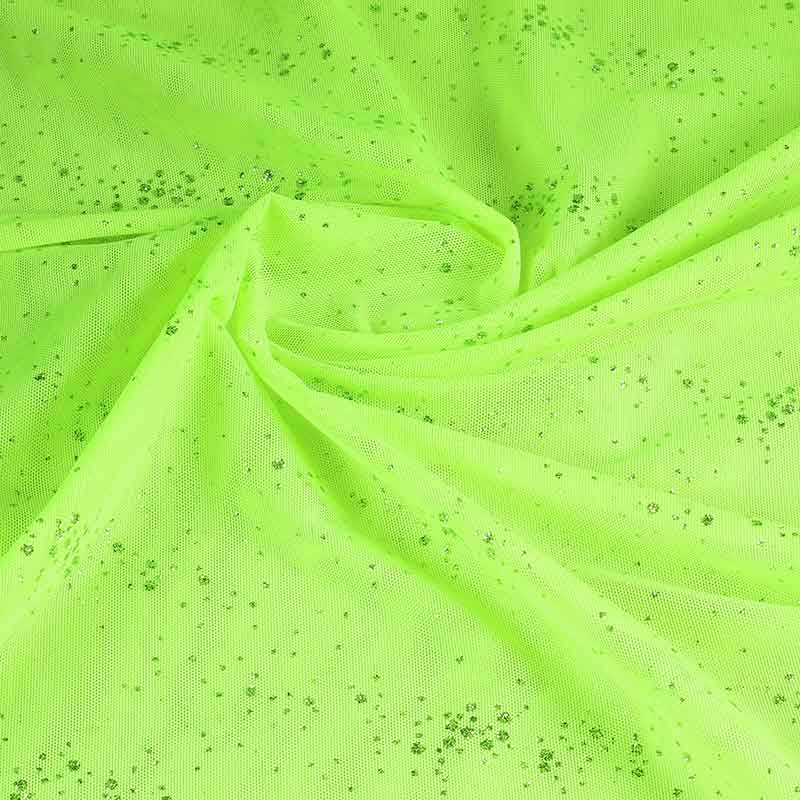 Mesh fabric glitter dots lime