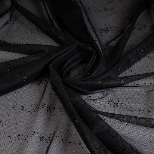 Mesh fabric glitter spot black