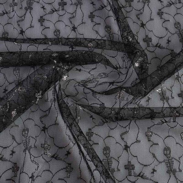 Mesh fabric black silver
