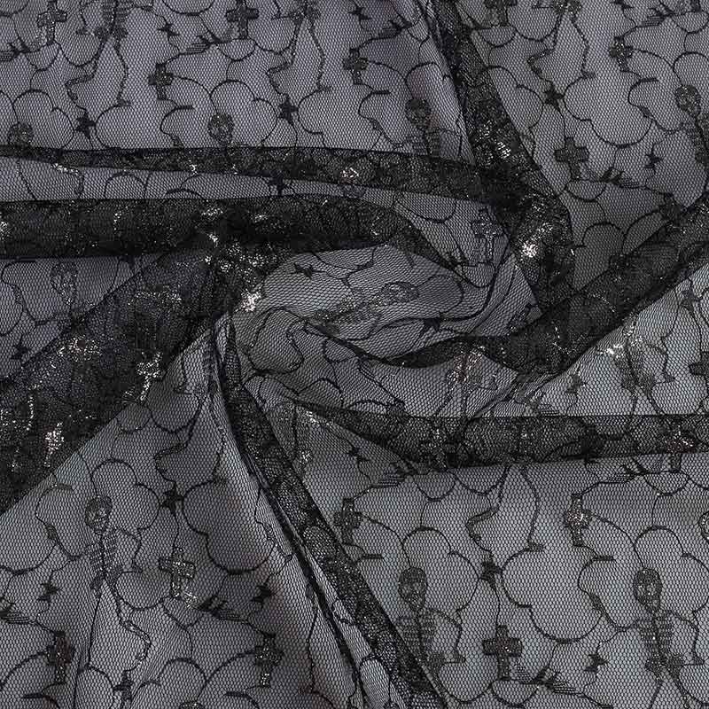 Mesh fabric black silver