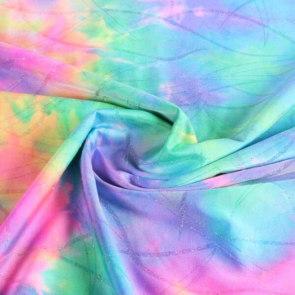 Stretch 4-Way fabric Tye Dye Glitter multicolor