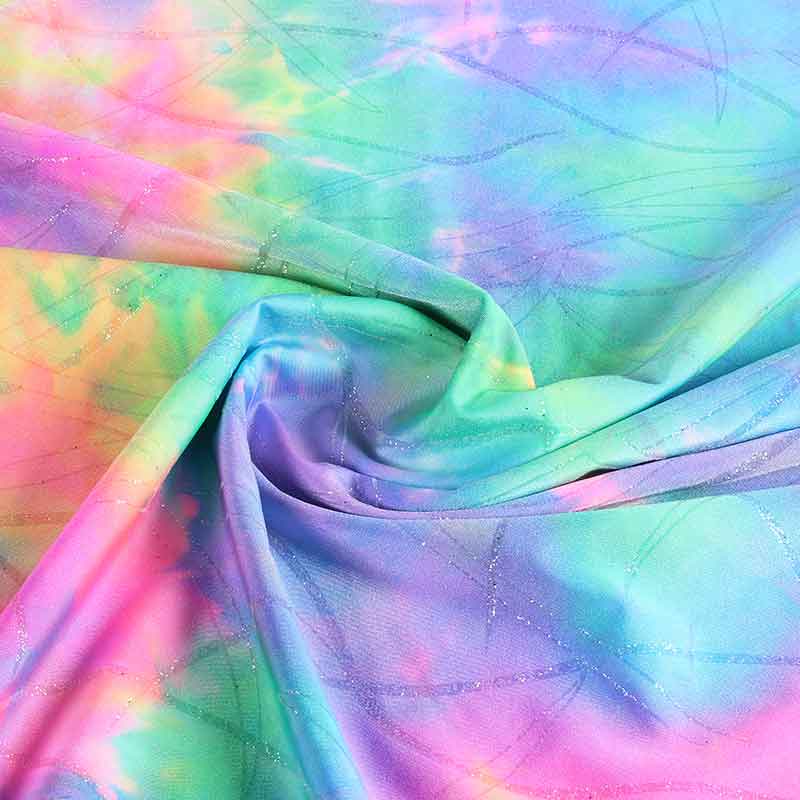 Stretch 4-Way fabric Tye Dye Glitter multicolor