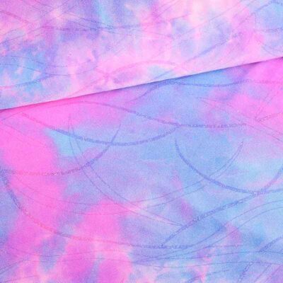 Stretch 4 Way Fabric Tye Dye Glitter Purple