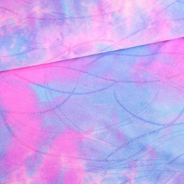 Stretch 4 Way Fabric Tye Dye Glitter Purple