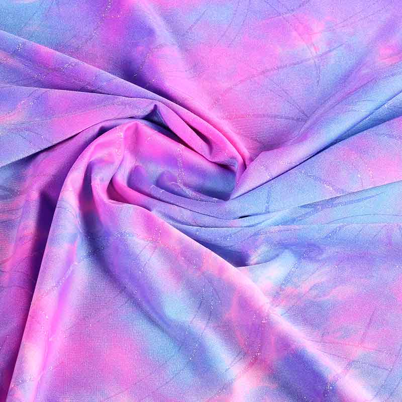 Stretch 4 Way Fabric Tye Dye Glitter Purple