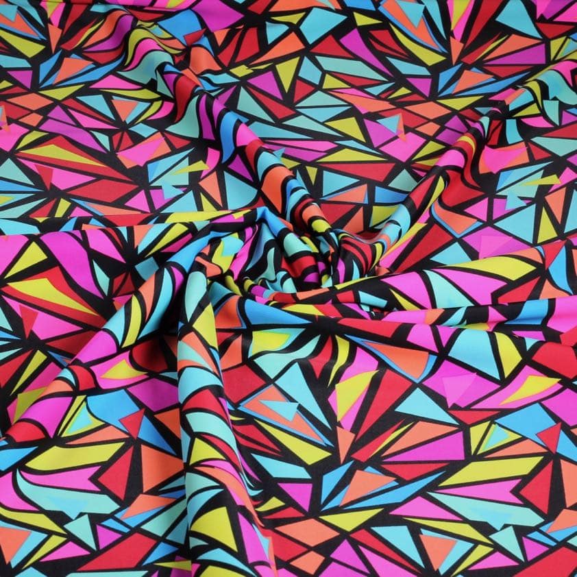 Stretch 4-way fabric Fiesta triangle multicolor