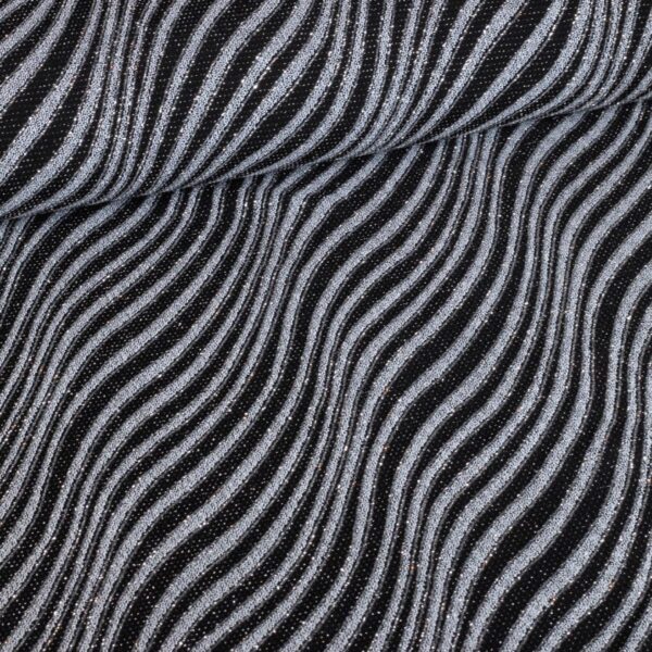 Glitter fantasy stripe fabric black silver